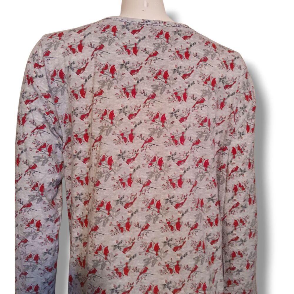 Rebecca Malone Cardinal Flannel Nightgown-Medium-Long Sleeve-Ruffle Yoke-Modest - Picture 6 of 9